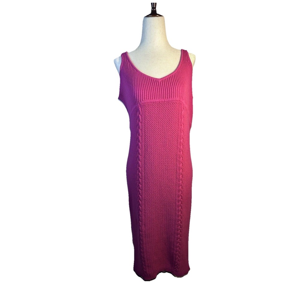 Sofia Jeans by Sofia Vergara Tank Sweater Dress Size XL Fuschia Pink Midi